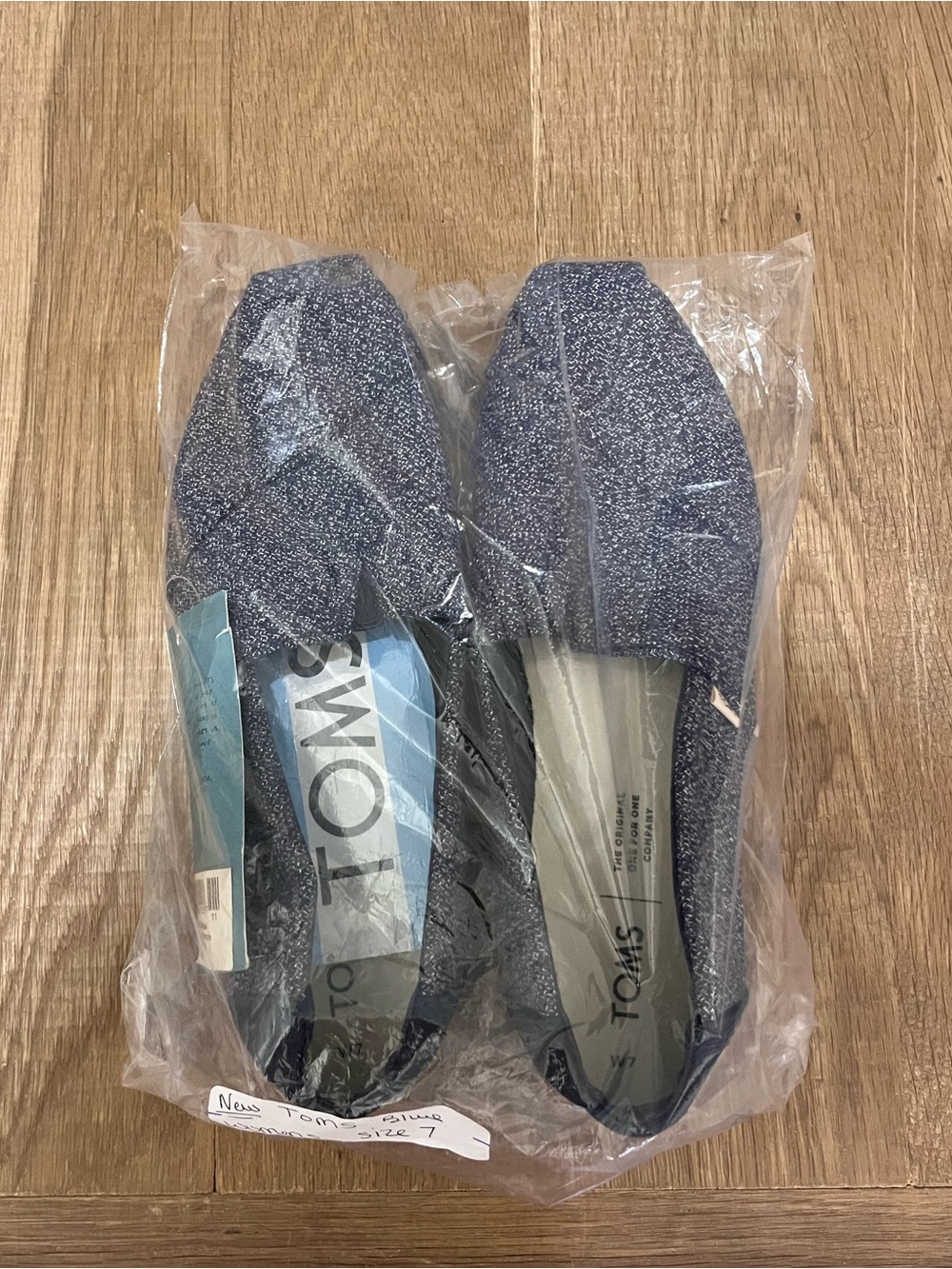 Toms Women's Glitter Slip-On Flats in Navy